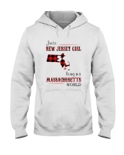 JERSEY GIRL LIVING IN MASSACHUSETTS WORLD Hooded Sweatshirt thumbnail