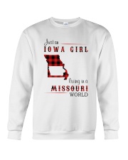 IOWA GIRL LIVING IN MISSOURI WORLD Crewneck Sweatshirt thumbnail