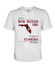 NEW MEXICO GIRL LIVING IN FLORIDA WORLD V-Neck T-Shirt thumbnail