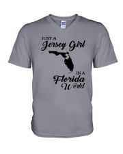 JUST A JERSEY GIRL IN A FLORIDA WORLD V-Neck T-Shirt thumbnail