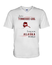 TENNESSEE GIRL LIVING IN ALASKA WORLD V-Neck T-Shirt thumbnail