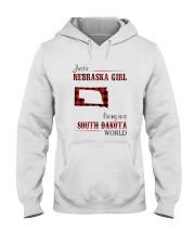 NEBRASKA GIRL LIVING IN SOUTH DAKOTA WORLD Hooded Sweatshirt tile