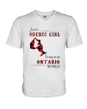 QUEBEC GIRL LIVING IN ONTARIO WORLD V-Neck T-Shirt thumbnail