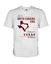 SOUTH CAROLINA GIRL LIVING IN TEXAS WORLD V-Neck T-Shirt thumbnail