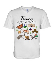 Texas Is Always Home Symbols V-Neck T-Shirt tile