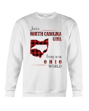 NORTH CAROLINA GIRL LIVING IN OHIO WORLD Crewneck Sweatshirt tile