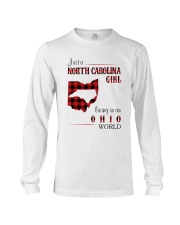 NORTH CAROLINA GIRL LIVING IN OHIO WORLD Long Sleeve Tee tile