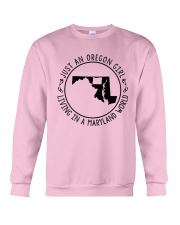 OREGON GIRL LIVING IN MARYLAND WORLD Crewneck Sweatshirt tile