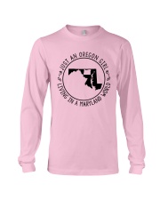 OREGON GIRL LIVING IN MARYLAND WORLD Long Sleeve Tee tile