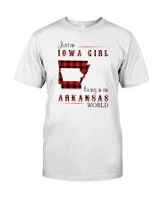 IOWA GIRL LIVING IN ARKANSAS WORLD Classic T-Shirt front