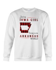 IOWA GIRL LIVING IN ARKANSAS WORLD Crewneck Sweatshirt thumbnail