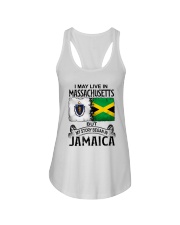 LIVE IN MASSACHUSETTS BEGAN IN JAMAICA Ladies Flowy Tank tile