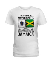LIVE IN MASSACHUSETTS BEGAN IN JAMAICA Ladies T-Shirt tile