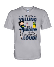 I'M A SASKATCHEWAN GIRL WE JUST TALK LOUD V-Neck T-Shirt thumbnail
