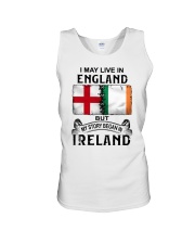 LIVE IN ENGLAND BEGAN IN IRELAND Unisex Tank tile