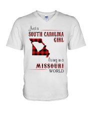 SOUTH CAROLINA GIRL LIVING IN MISSOURI WORLD V-Neck T-Shirt thumbnail