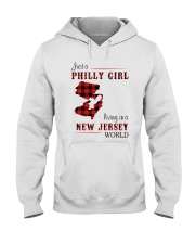 PHILLY GIRL LIVING IN NEW JERSEY WORLD Hooded Sweatshirt thumbnail
