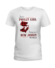 PHILLY GIRL LIVING IN NEW JERSEY WORLD Ladies T-Shirt thumbnail