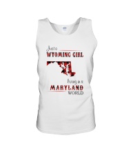 WYOMING GIRL LIVING IN MARYLAND WORLD Unisex Tank thumbnail
