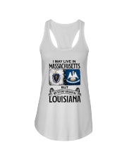 LIVE IN MASSACHUSETTS BEGAN IN LOUISIANA Ladies Flowy Tank tile