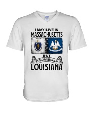 LIVE IN MASSACHUSETTS BEGAN IN LOUISIANA V-Neck T-Shirt tile