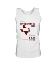 SOUTH DAKOTA GIRL LIVING IN TEXAS WORLD Unisex Tank tile