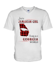 JAMAICAN GIRL LIVING IN GEORGIA WORLD V-Neck T-Shirt thumbnail