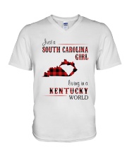 SOUTH CAROLINA GIRL LIVING IN KENTUCKY WORLD V-Neck T-Shirt thumbnail