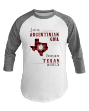 ARGENTINIAN GIRL LIVING IN TEXAS WORLD Baseball Tee tile