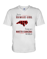 HAWAII GIRL LIVING IN NORTH CAROLINA WORLD V-Neck T-Shirt thumbnail