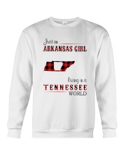 ARKANSAS GIRL LIVING IN TENNESSEE WORLD Crewneck Sweatshirt thumbnail