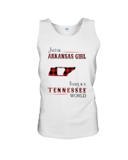 ARKANSAS GIRL LIVING IN TENNESSEE WORLD Unisex Tank thumbnail