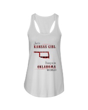 KANSAS GIRL LIVING IN OKLAHOMA WORLD Ladies Flowy Tank tile