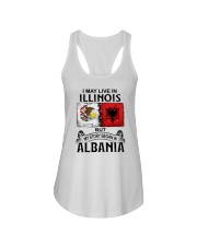 LIVE IN ILLINOIS BEGAN IN ALBANIA Ladies Flowy Tank tile