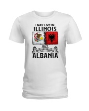 LIVE IN ILLINOIS BEGAN IN ALBANIA Ladies T-Shirt tile