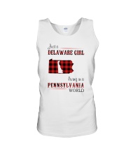 DELAWARE GIRL LIVING IN PENNSYLVANIA WORLD Unisex Tank thumbnail