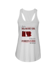 DELAWARE GIRL LIVING IN PENNSYLVANIA WORLD Ladies Flowy Tank thumbnail