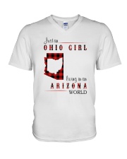 OHIO GIRL LIVING IN ARIZONA WORLD V-Neck T-Shirt thumbnail