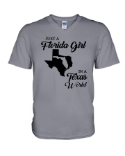 JUST A FLORIDA GIRL IN A TEXAS WORLD V-Neck T-Shirt thumbnail