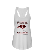 WYOMING GIRL LIVING IN NORTH CAROLINA WORLD Ladies Flowy Tank thumbnail
