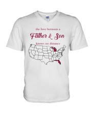 FLORIDA MICHIGAN THE LOVE A FATHER AND SON V-Neck T-Shirt thumbnail
