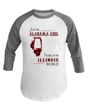 ALABAMA GIRL LIVING IN ILLINOIS WORLD Baseball Tee thumbnail