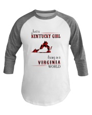 KENTUCKY GIRL LIVING IN VIRGINIA WORLD Baseball Tee thumbnail