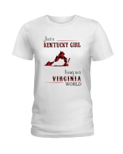 KENTUCKY GIRL LIVING IN VIRGINIA WORLD Ladies T-Shirt thumbnail