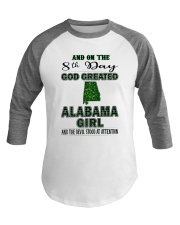 God Created Alabama Girl Baseball Tee tile