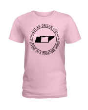 OREGON GIRL LIVING IN TENNESSEE WORLD Ladies T-Shirt front
