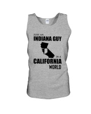 JUST AN INDIANA GUY IN A CALIFORNIA WORLD Unisex Tank thumbnail