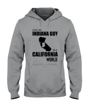 JUST AN INDIANA GUY IN A CALIFORNIA WORLD Hooded Sweatshirt thumbnail