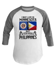 LIVE IN MINNESOTA BEGAN IN PHILIPPINES Baseball Tee tile