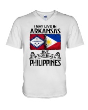 LIVE IN ARKANSAS BEGAN IN PHILIPPINES V-Neck T-Shirt thumbnail